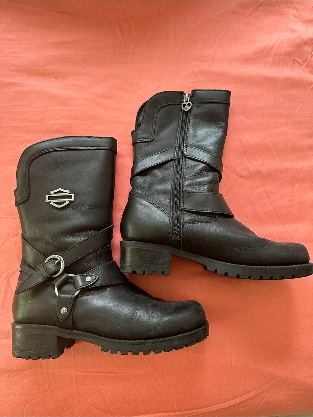Harley-Davidson Black Leather Mid-Height Motorcycle Boots size 8.5